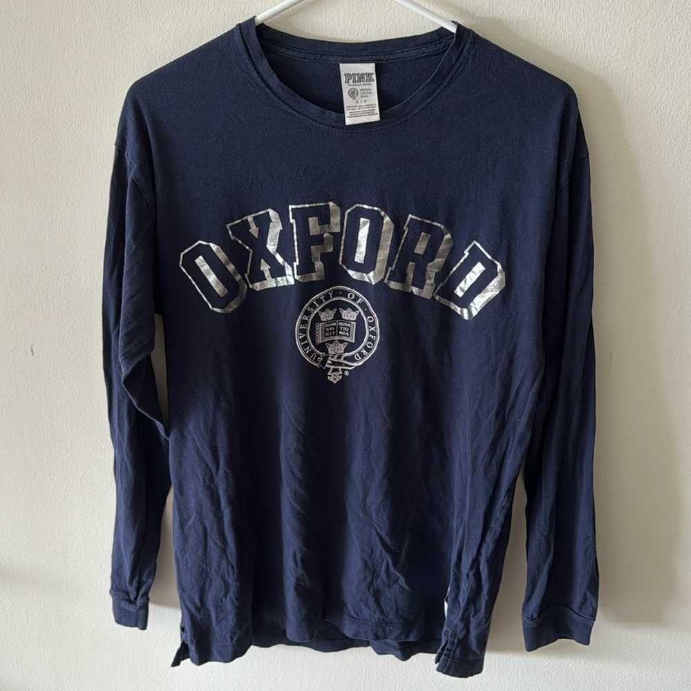 Navy Victoria Secret PINK Oxford long sleeve top